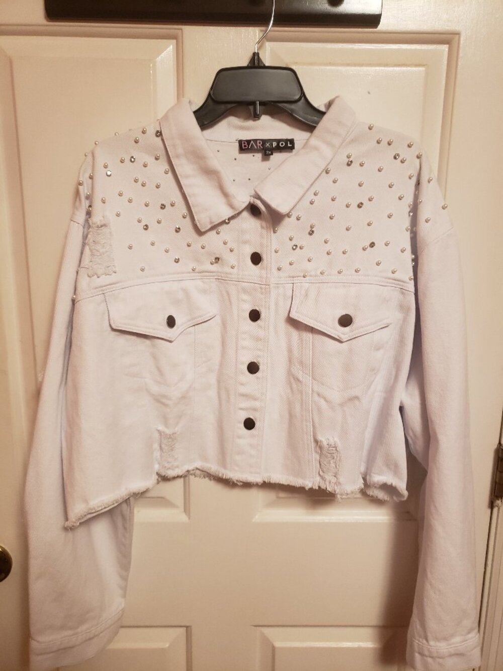 Back To SCHOOL Time. Price Dropped .BarxPol White Cropped denium jacket 2X.